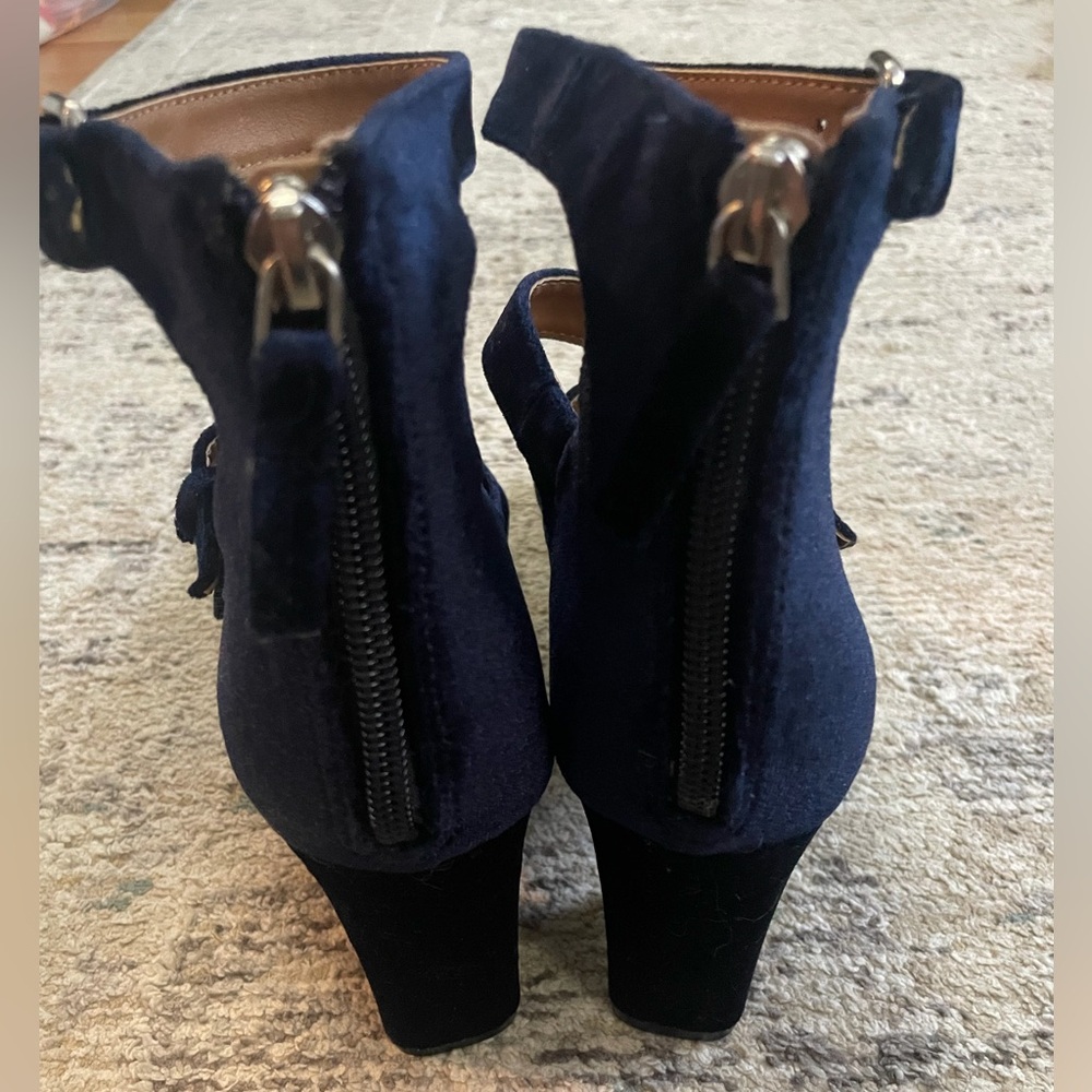 Blue Velvet Strappy Heels - Picture 3 of 4